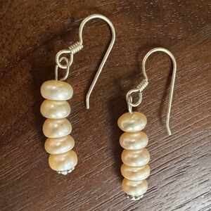 Pink Freshwater Pearl Pierced Earrings Artisan Stacked Cultured Pearls Jewelry